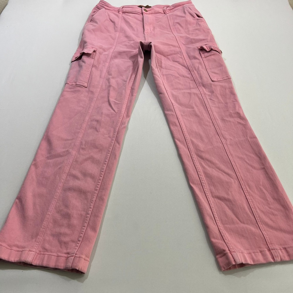 Judy Blue Cargo Pants Womens 15/32 Pink High Rise Straight Leg Utility JB88837 C